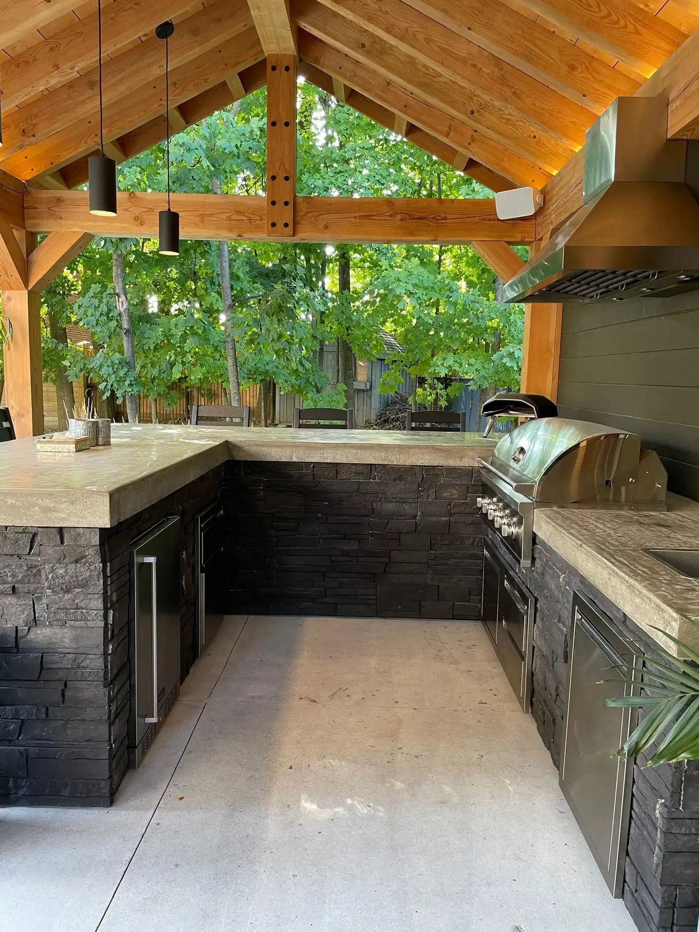 Custom pergola with slatted roof